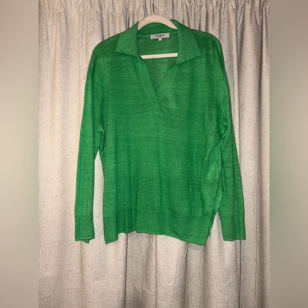 Theme Vibrant Green V-Neck Sweater